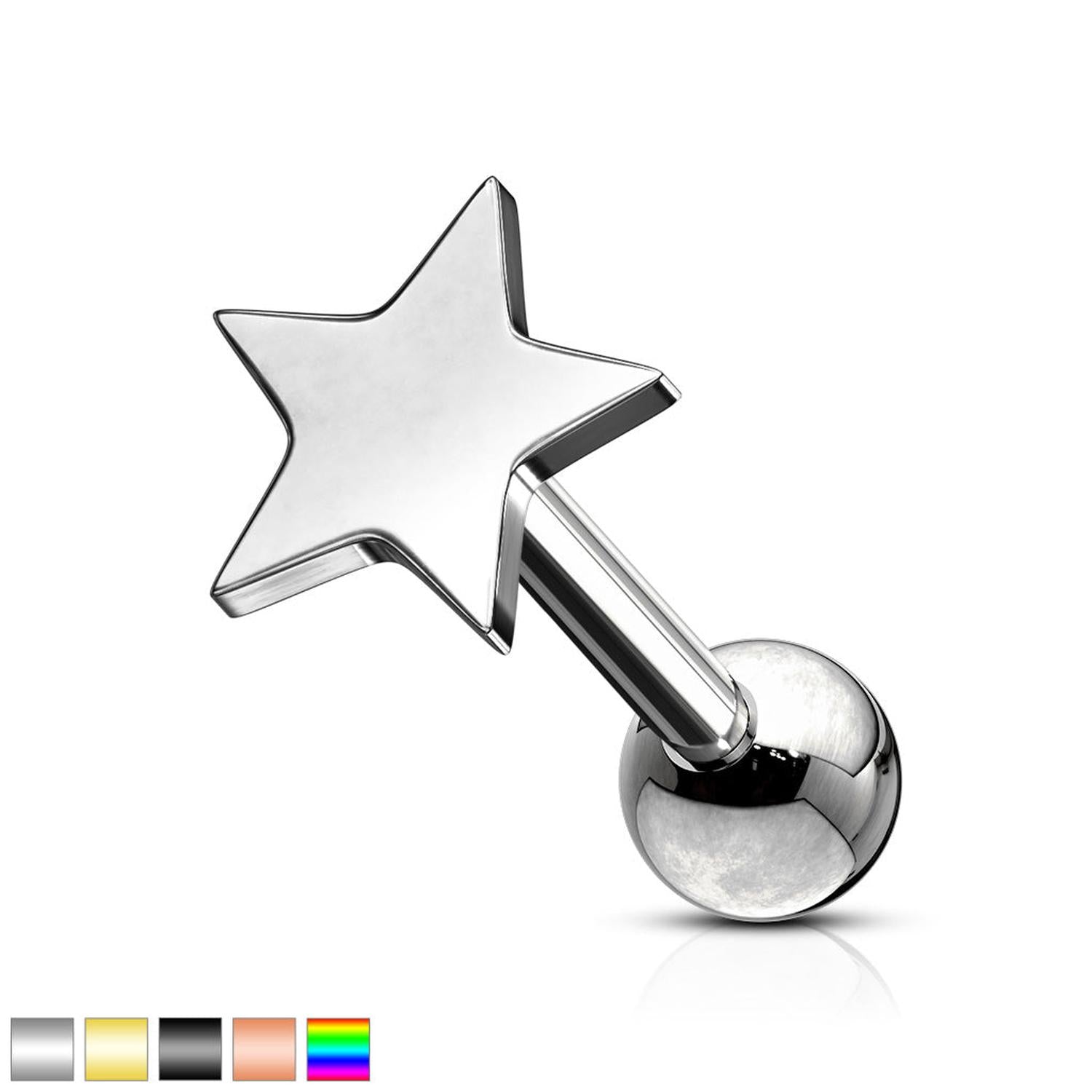 Melchior Jewellery sterling silver star cartilage earring polished star barbell for ear cartilage piercings