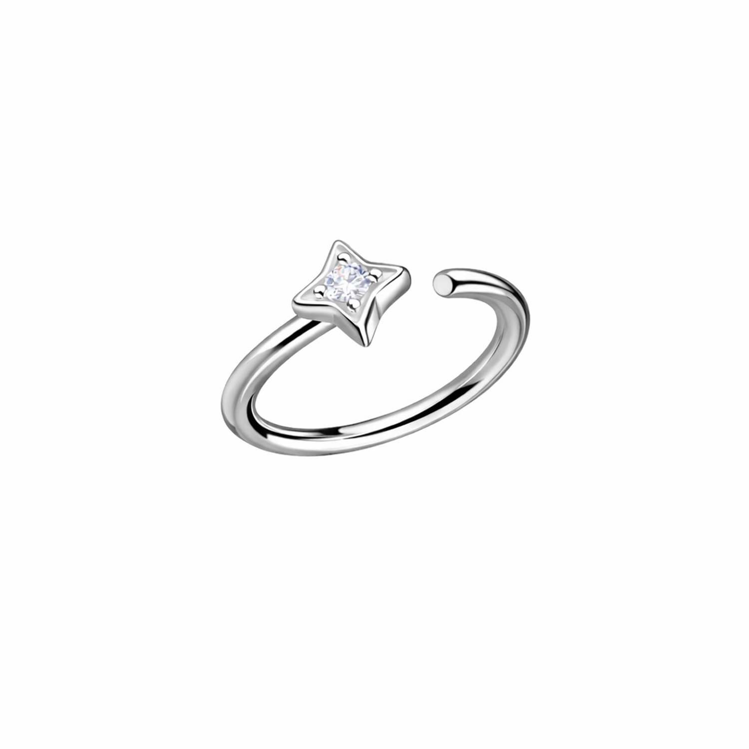 Sterling Silver Helix Piercing Single Star CZ Hoop - Melchior Jewellery 
