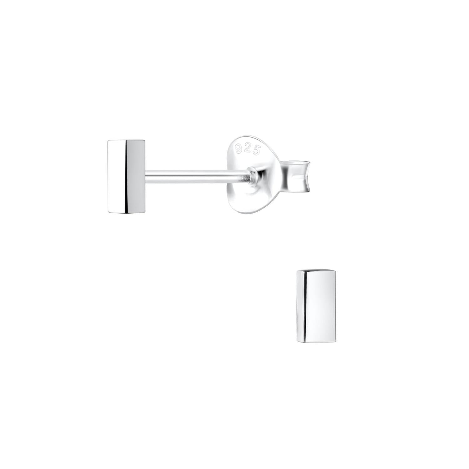 Sterling silver bar stud earrings for women by Melchior Jewellery in a polished silver finish