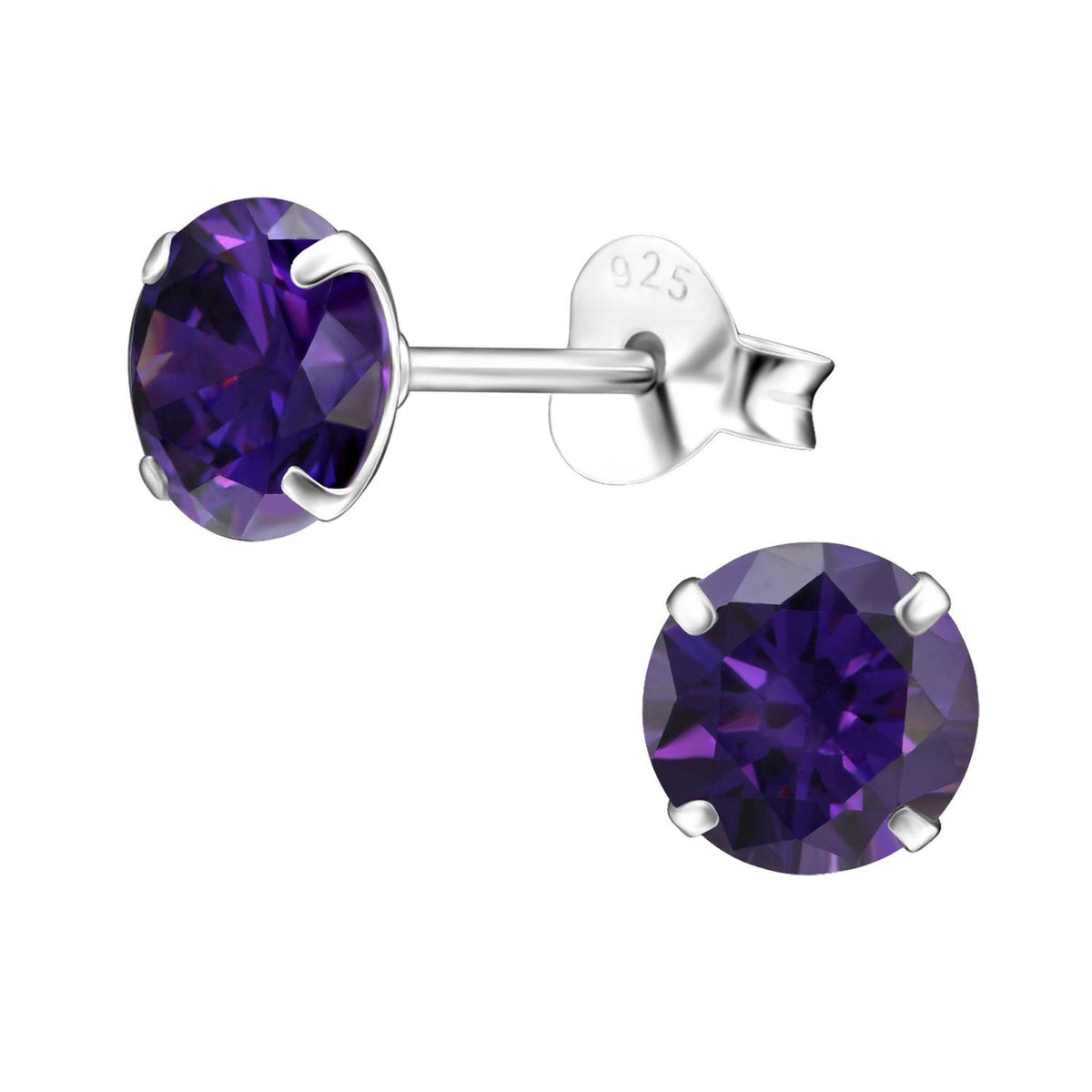 February amethyst sterling silver birthstone stud earrings