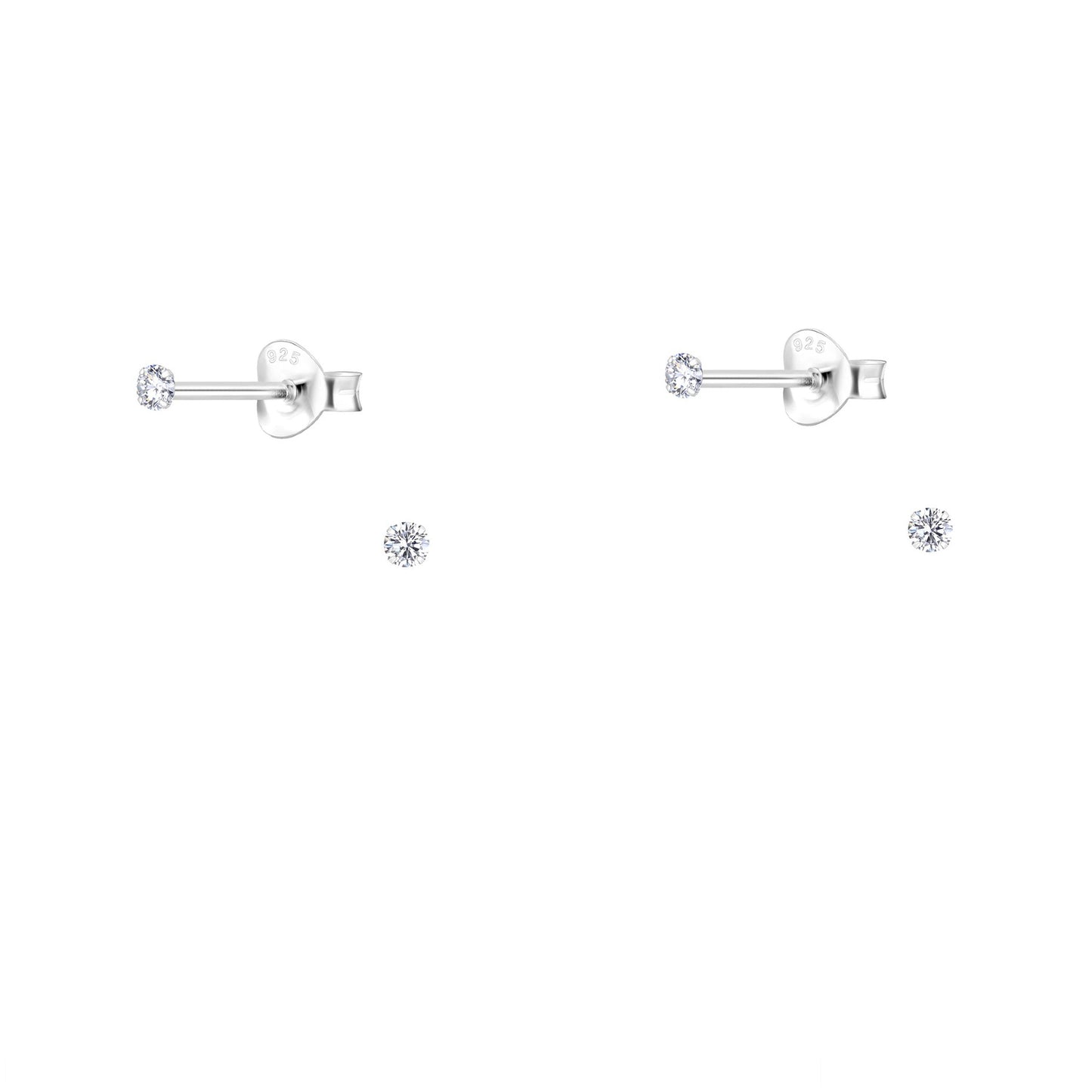 Melchior Jewellery sterling silver cubic zirconia stud earrings with secure butterfly backs