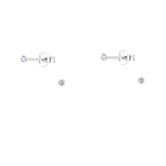 Melchior Jewellery sterling silver cubic zirconia stud earrings with secure butterfly backs