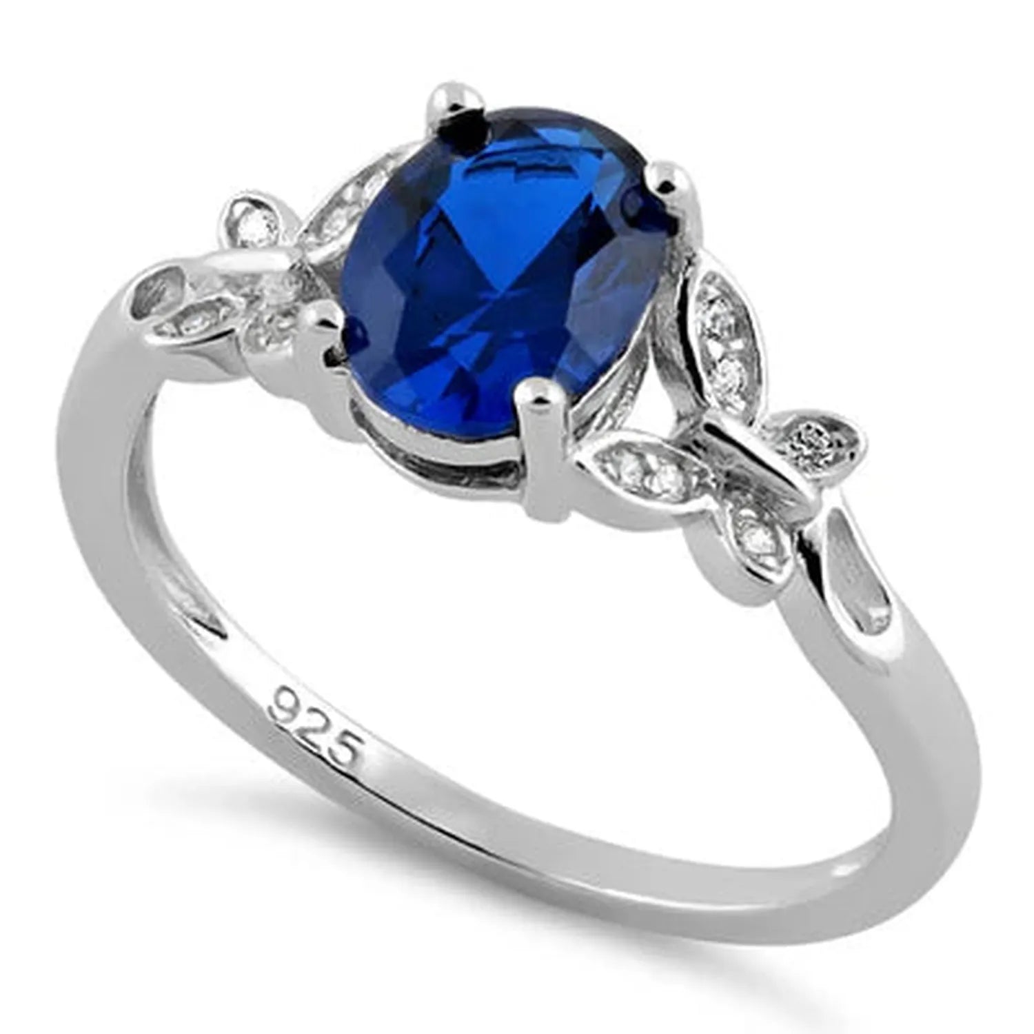 Sterling Silver CZ Sapphire Butterfly Ring - Melchior Jewellery 