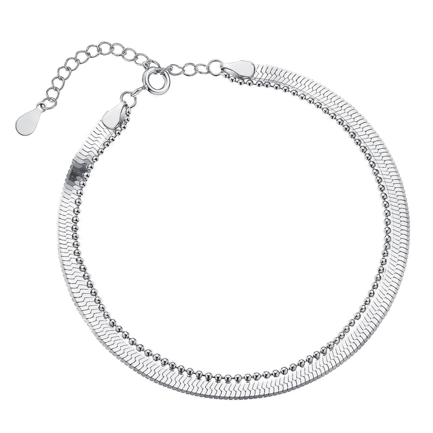 Melchior Jewellery sterling silver double chain bracelet with adjustable clasp and smooth elegant design