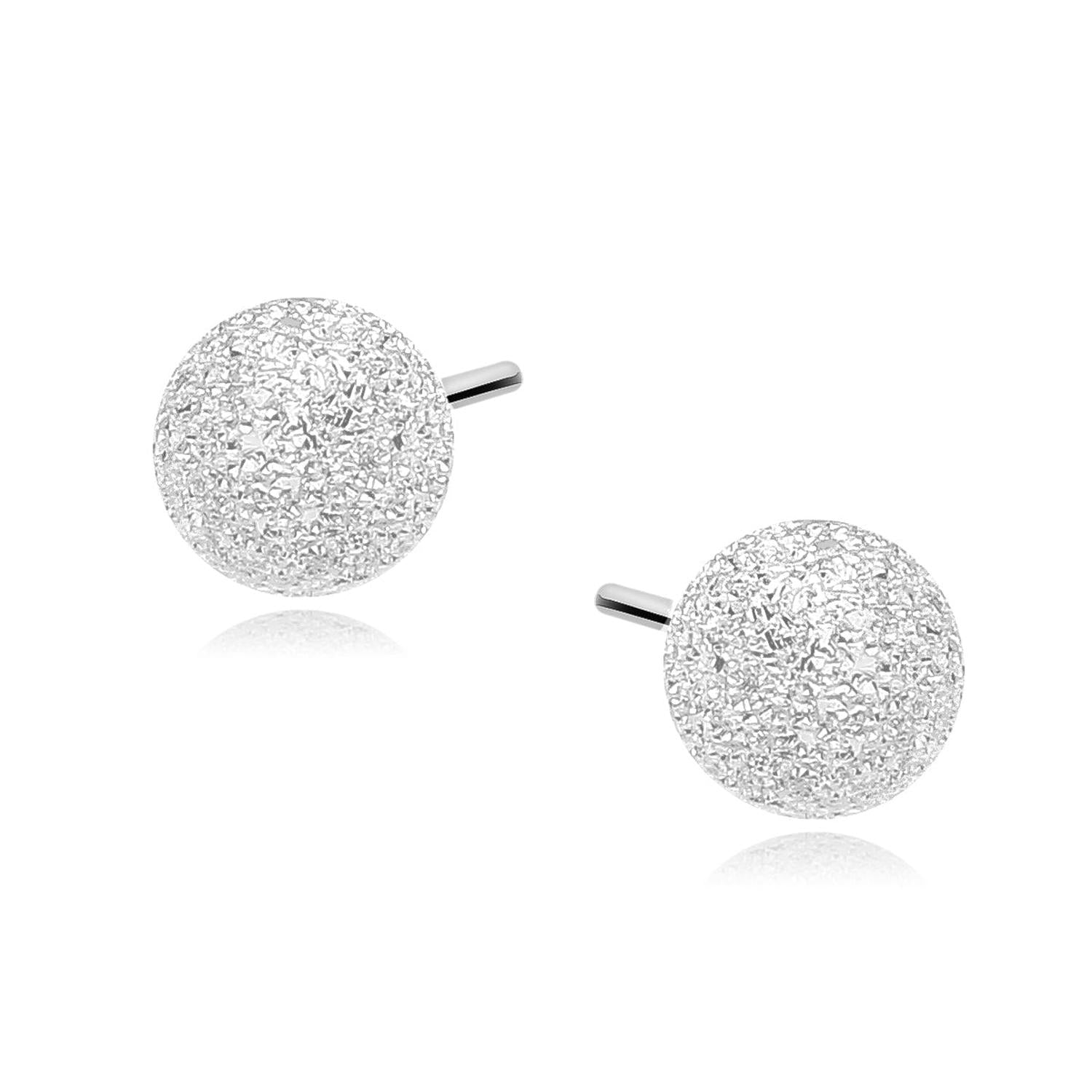 Sterling silver dust ball stud earrings from Melchior Jewellery with textured sparkling surface