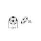 Melchior Jewellery sterling silver football stud earrings 12mm diameter with black and white enamel design