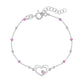 Melchior Jewellery sterling silver heart bracelet for girls with pink bead accents and adjustable chain