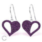 Melchior Jewellery sterling silver heart drop earrings with purple crystal embellishments for women