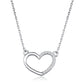 Sentiell sterling silver heart pendant necklace with delicate chain and sparkling stones on white background