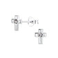 Melchior Jewellery sterling silver kids cross earrings with clear gemstone detail for children