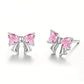 Melchior Jewellery sterling silver pink bow earrings with pink gemstones for women