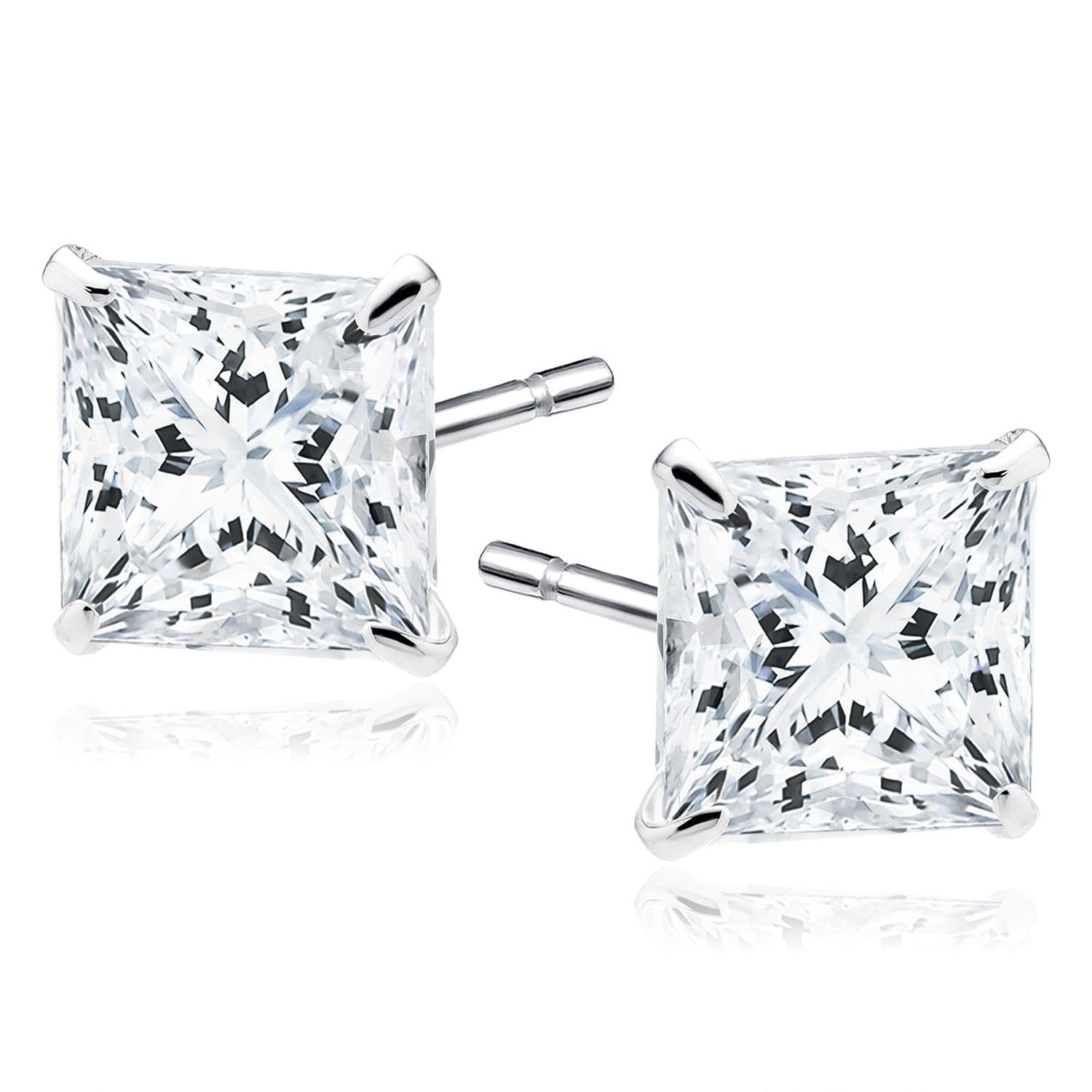 Melchior Jewellery sterling silver square stud earrings with clear gemstone for women