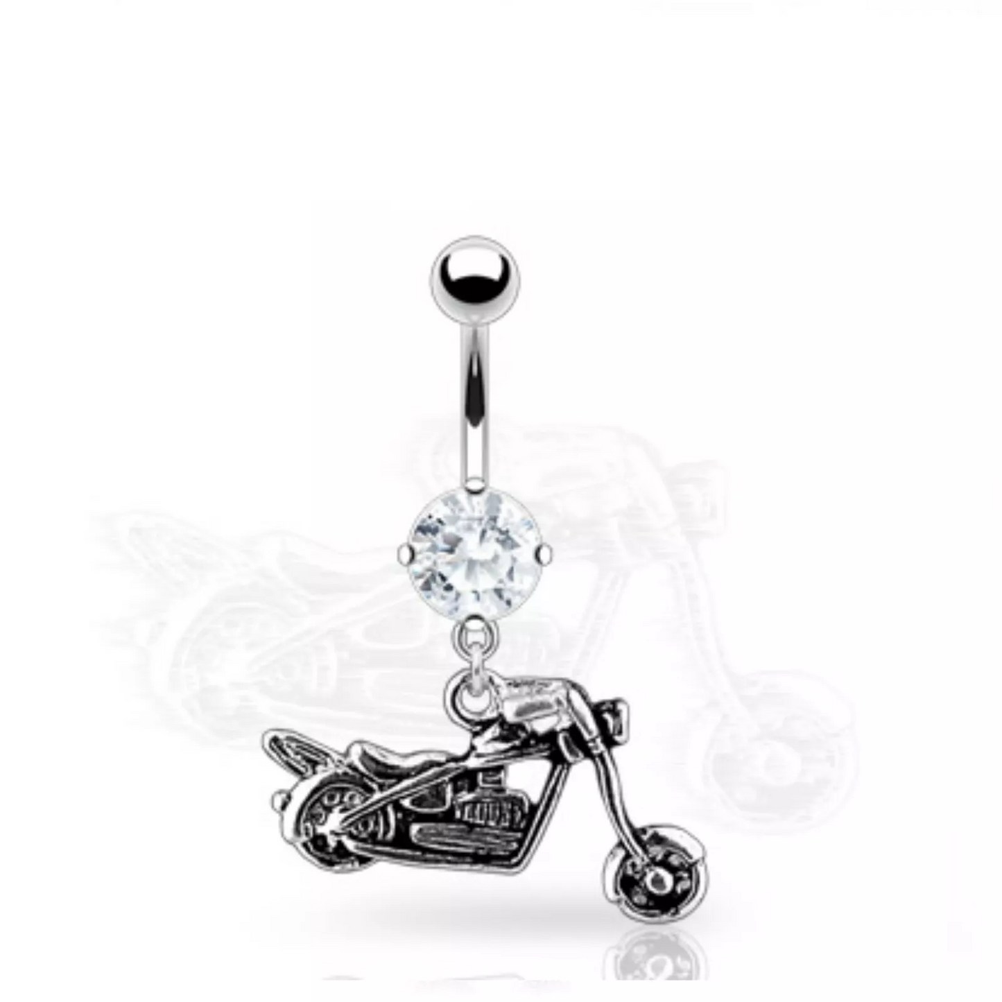 Surgical Steel CZ Motorcycle Bike Navel Ring - Melchior Jewellery 
