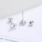 Tiny CZ screw back earrings for children by In Season Jewellery with clear stones and silver screw backs