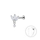 Melchior Jewellery titanium labret stud with CZ flower featuring clear cubic zirconia stones for ear piercing