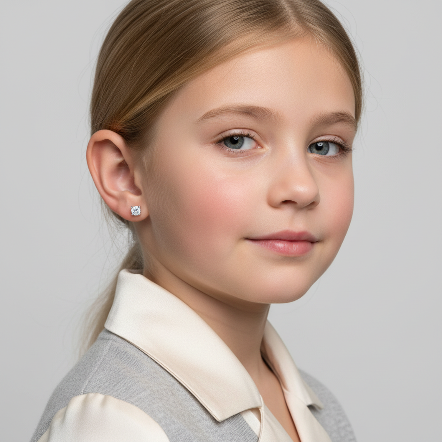 5mm CZ Screw Back Earrings for Kids Sterling Silver - Melchior Jewellery 
