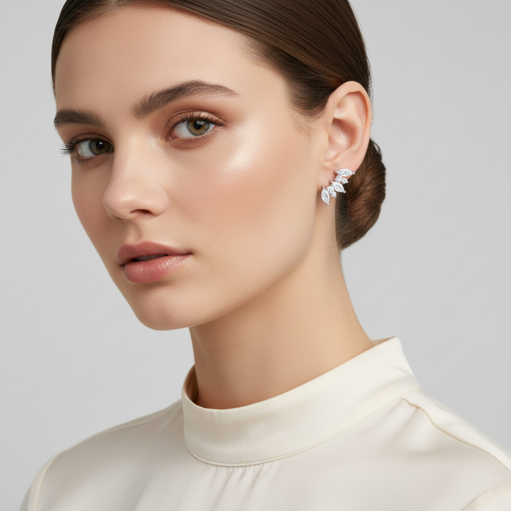 Cubic Zirconia Geometric Silver Earrings - Elegant Design - Melchior Jewellery 