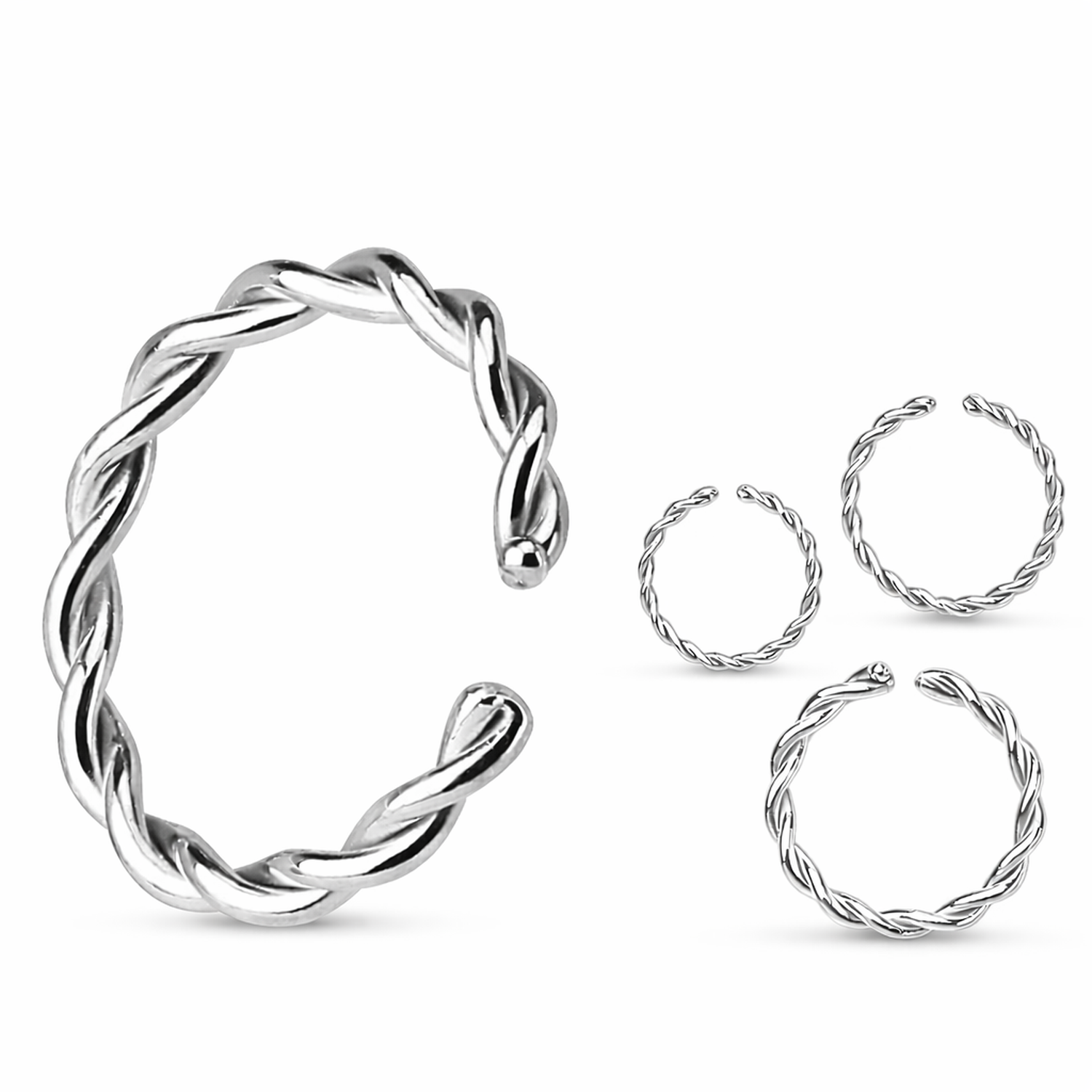 Versatile Stainless Steel cartilage Piercing Twisted Hoop - Melchior Jewellery 