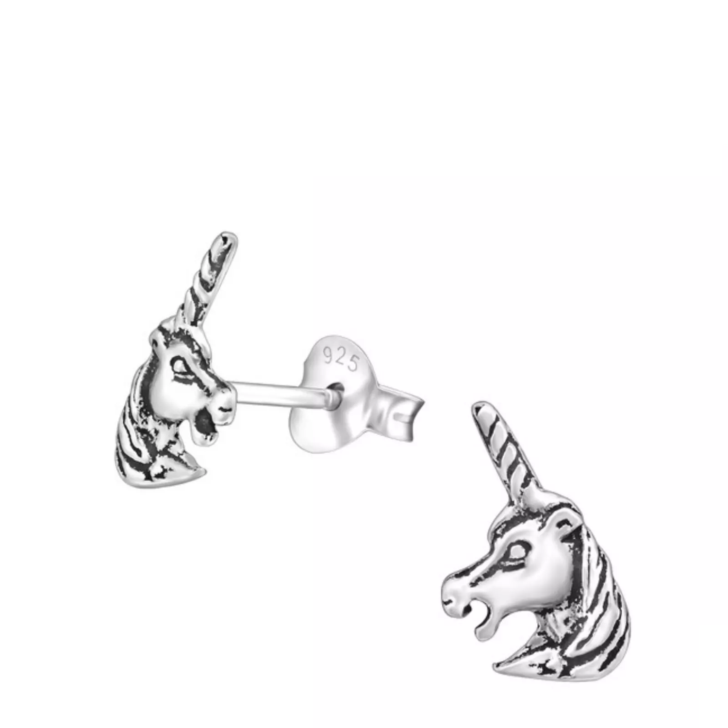Girl's Sterling Silver Unicorn Stud Earrings - Melchior Jewellery 
