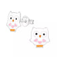 Melchior Jewellery white owl stud earrings for kids with pink heart details and silver finish
