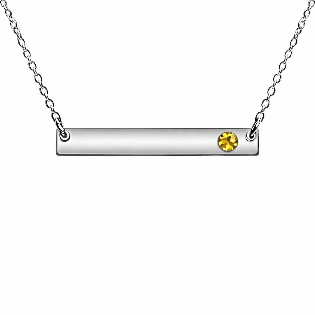 Stainless Steel Birthstone Bar Necklace - Melchior Jewellery 