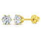14k Yellow Gold CZ Solitaire Kids April Birthstone Screw Back Earrings