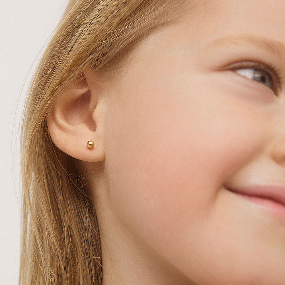 Children's 14k Gold Classic Ball Screw Back Earrings