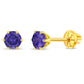 14k Gold Girls February Birthstone Screw Back Earrings