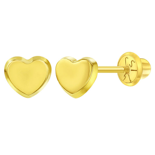 14k Gold Baby Heart Screw Back Earrings