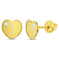 14k Gold CZ Hearts Kids Children's Girls Safety Screw Back Earrings