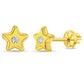 14k Gold Polished CZ Star Kids Screw Back Earrings
