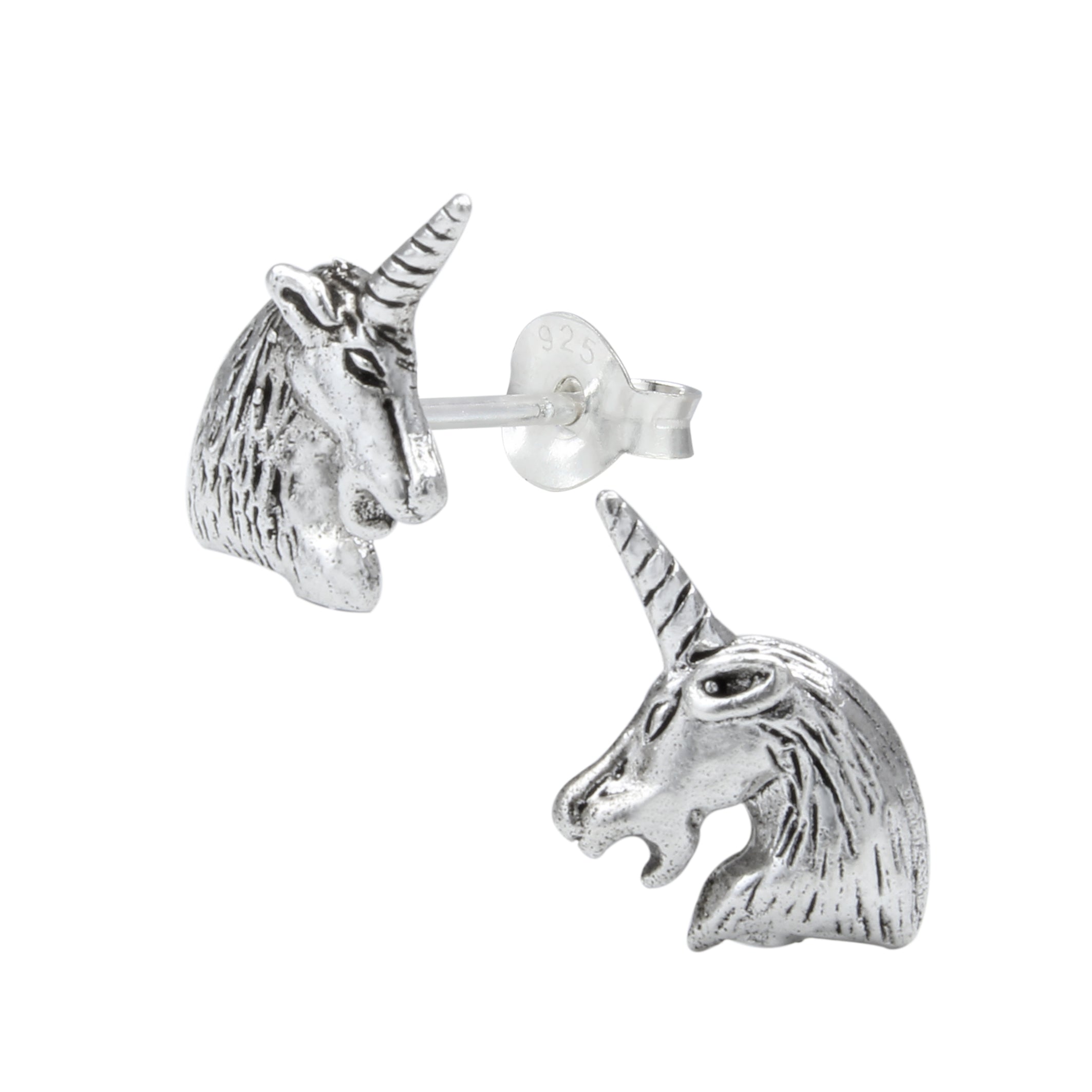 Sterling Silver Unicorn Stud Earrings - Melchior Jewellery 