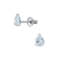 Sterling Silver Clear CZ Pear Shape Stud Earrings
