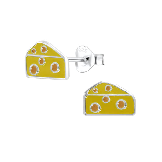 Children's Sterling Silver Cheese Wedge Stud Earrings