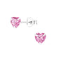 Sterling Silver 5mm Pink CZ Heart Ear Studs - Melchior Jewellery 