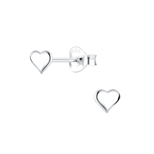 Sterling Silver 4mm Small Heart Stud Earrings