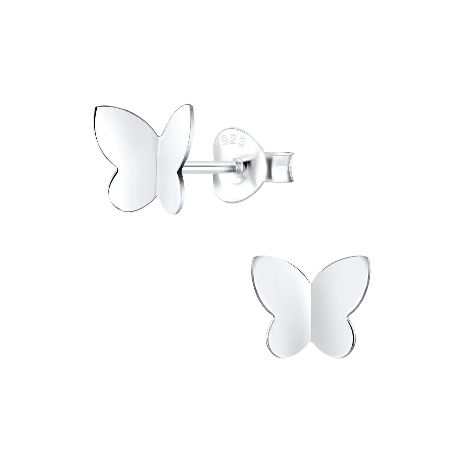 Children's Sterling Silver Plain Butterfly Stud Earrings