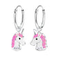 Children's Sterling Silver Crystal Unicorn Hoop Earrings