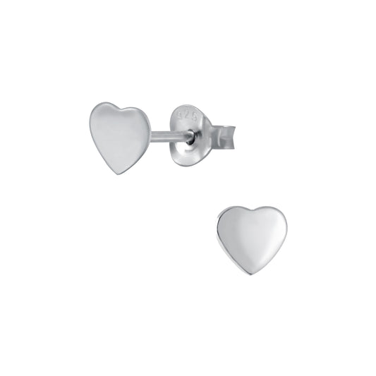 Children's Sterling Silver Plain Heart Stud Earrings