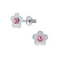 Children's Sterling Silver Rose Pink Flower Stud Earrings