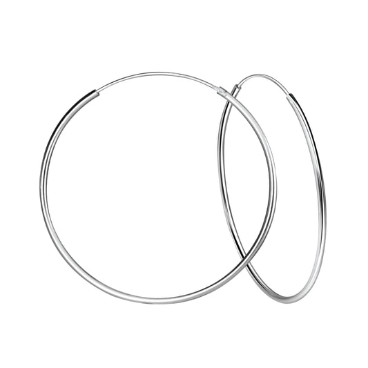 Sterling Silver 70 x 2mm Large Thick Hoop Earrings