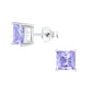 Sterling Silver Square 6mm CZ Stud Earrings