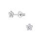 Children's Sterling Silver 4mm Crystal Flower Stud Earrings