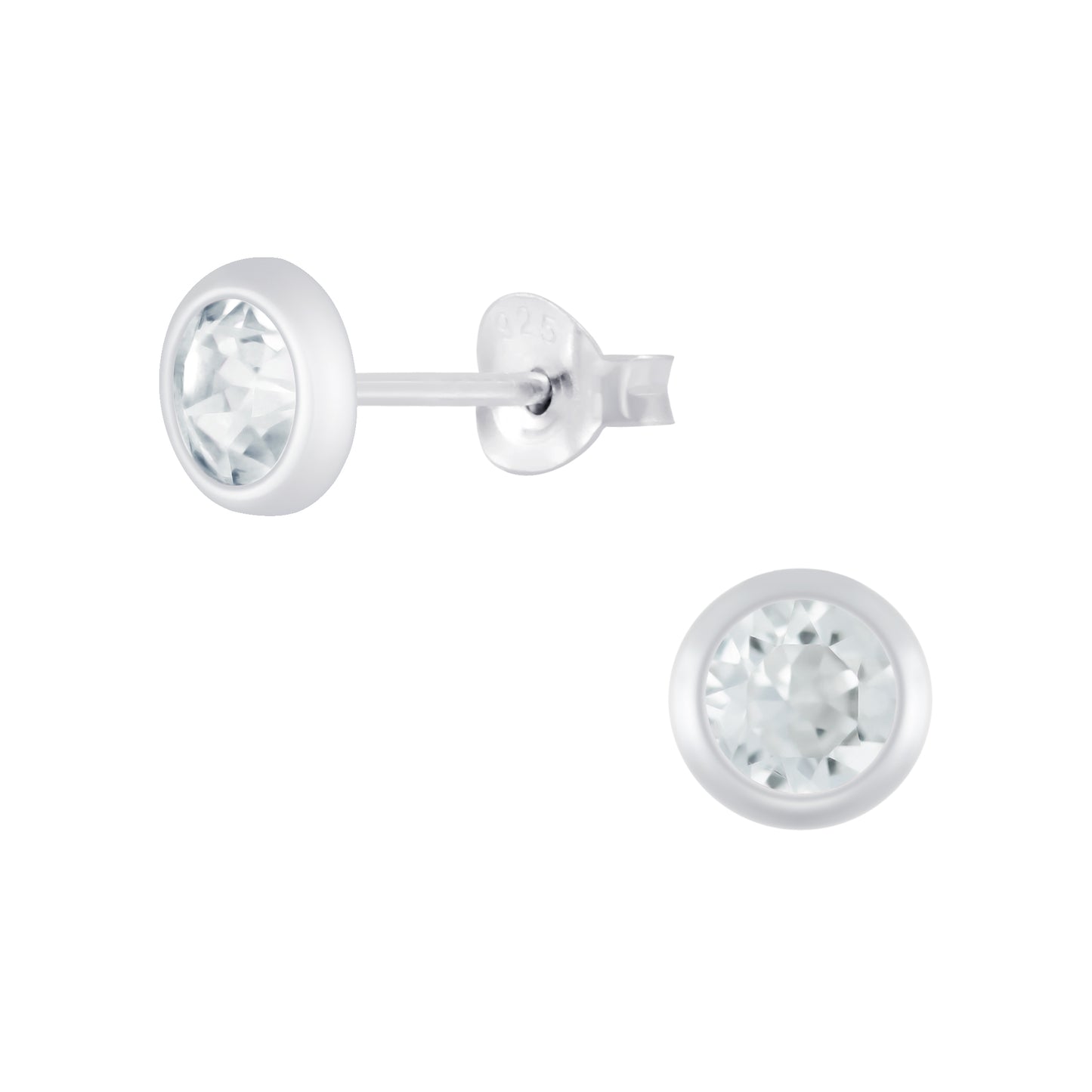 Sterling Silver 5mm Clear CZ Round Stud Earrings