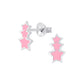Children's Sterling Silver Triple Pink Star Stud Earrings