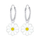 Children's Sterling Silver Daisy Flower Hoop Girl's Earrings