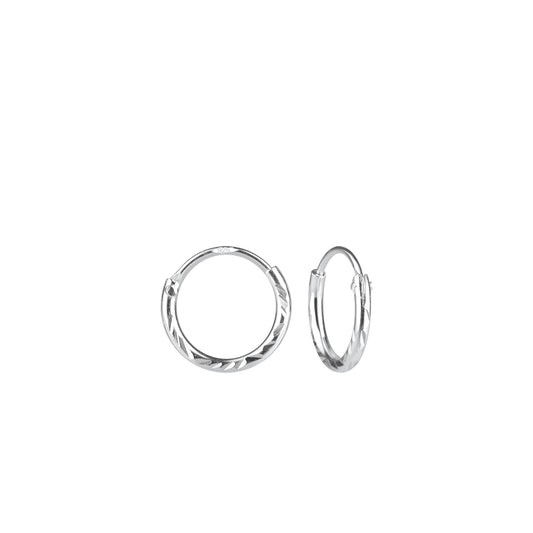 Children's Sterling Silver 10mm Diamond Cut Hoop Earrings