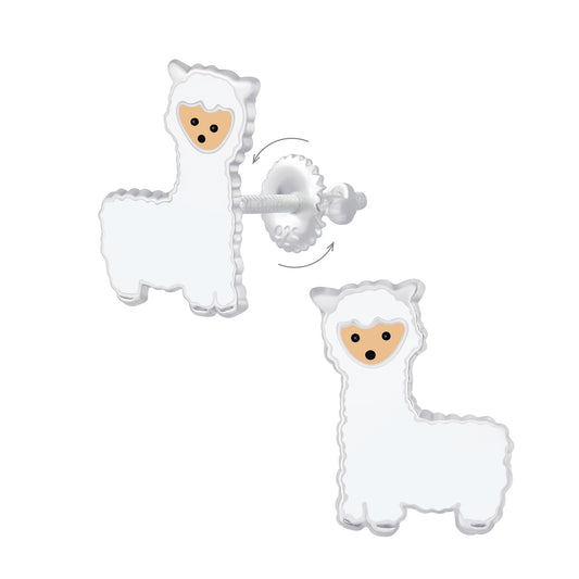 Children's Sterling Silver Alpaca Screw Back Earrings