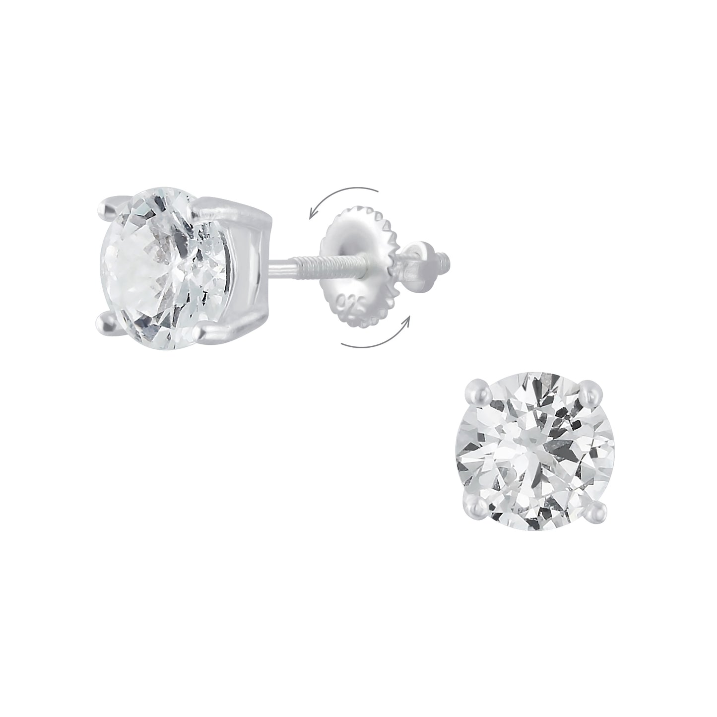 Children's Sterling Silver 5mm Cubic Zirconia Screw Back Earrings