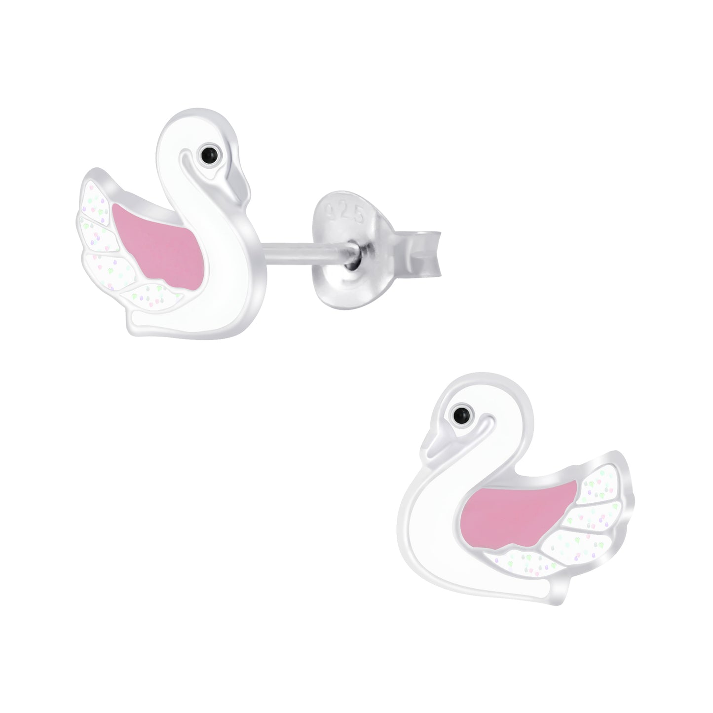 Children's Sterling Silver Swan Stud Earrings